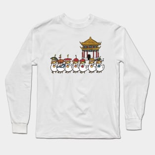 Peking Duck Parade, Chinese Cartoon Style Long Sleeve T-Shirt